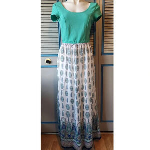 Charlotte Russe Teal & White Maxi Dress